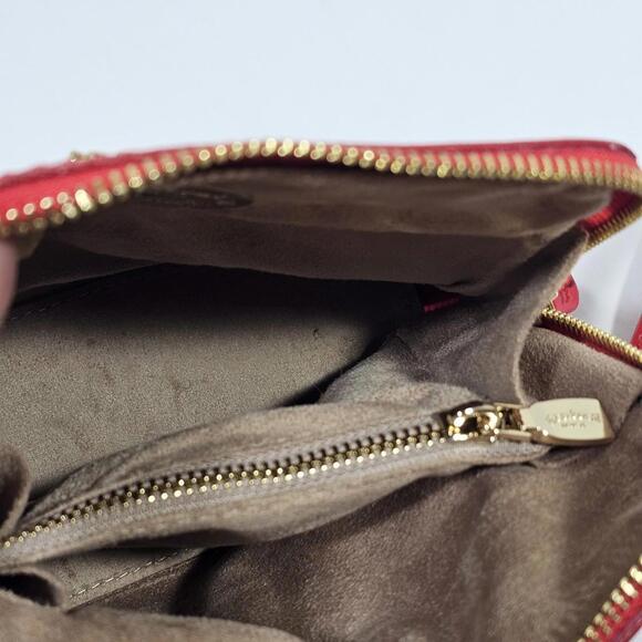 Pratesi Firenze Genuine Leather Red Crossbody Bag Gold Hardwear Italy - Picture 7 of 11